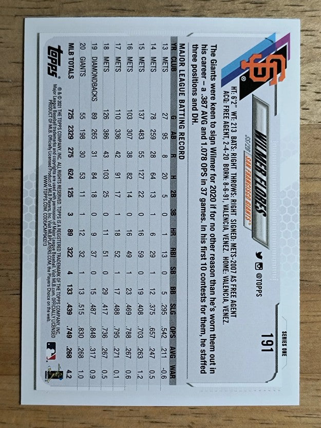 2021 Topps #191 Wilmer Flores
