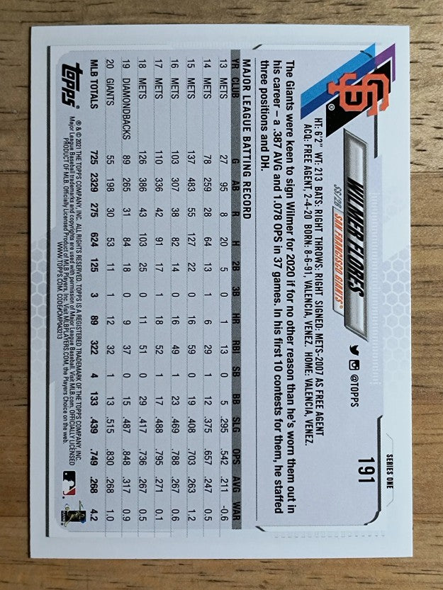 2021 Topps #191 Wilmer Flores