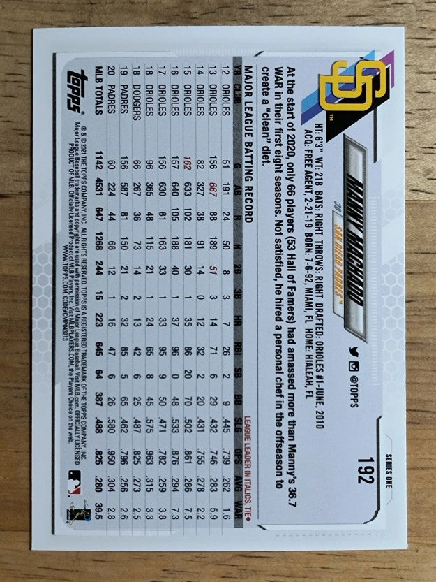 2021 Topps #192 Manny Machado