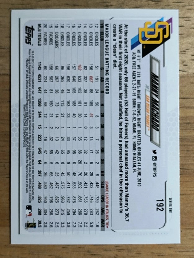 2021 Topps #192 Manny Machado