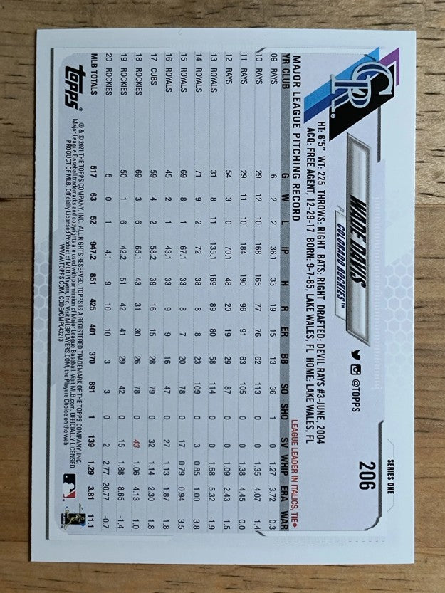 2021 Topps #206 Wade Davis