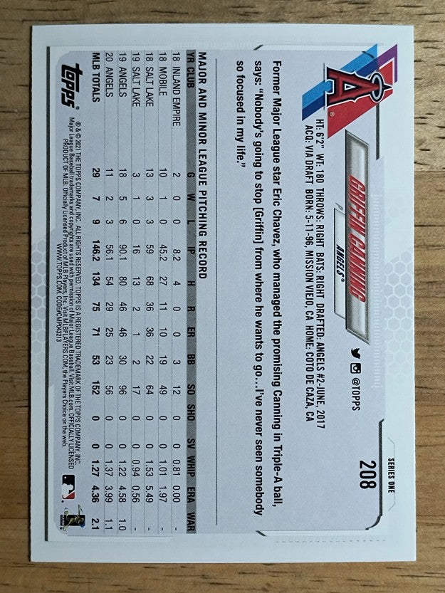 2021 Topps #208 Griffin Canning