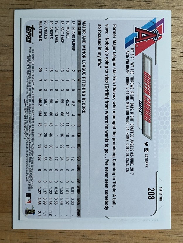 2021 Topps #208 Griffin Canning