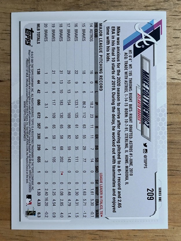 2021 Topps #209 Mike Foltynewicz