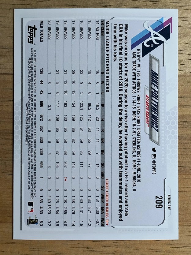 2021 Topps #209 Mike Foltynewicz