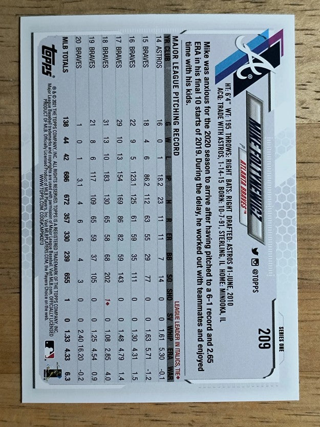 2021 Topps #209 Mike Foltynewicz