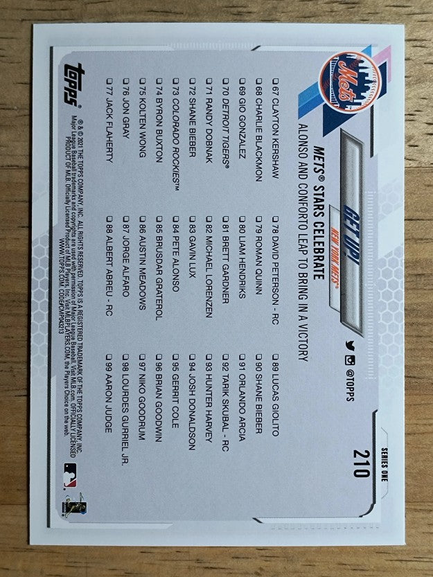 2021 Topps #210 Get Up!/Pete Alonso/Michael Conforto