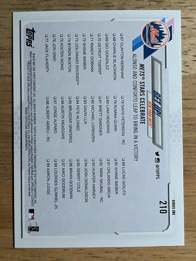 2021 Topps #210 Get Up!/Pete Alonso/Michael Conforto