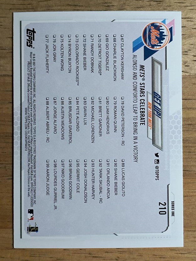 2021 Topps #210 Get Up!/Pete Alonso/Michael Conforto