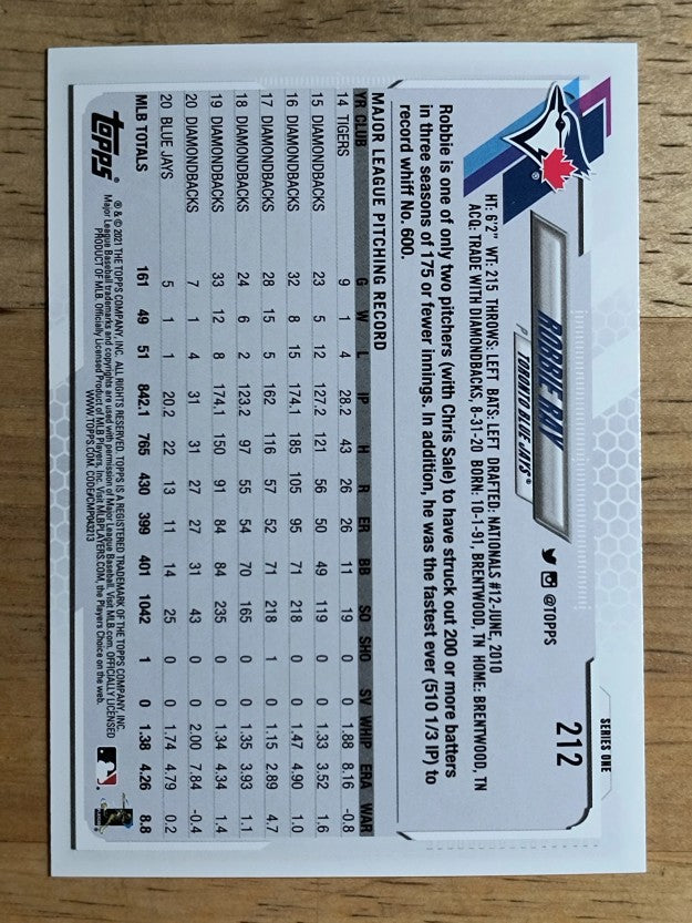 2021 Topps #212 Robbie Ray
