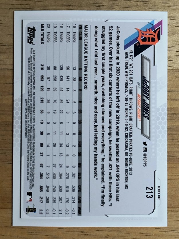 2021 Topps #213 JaCoby Jones