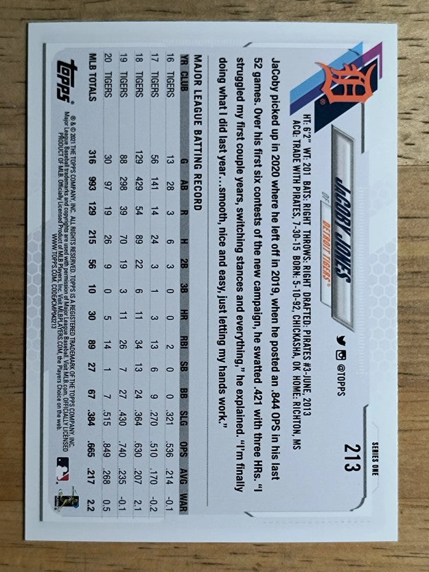 2021 Topps #213 JaCoby Jones