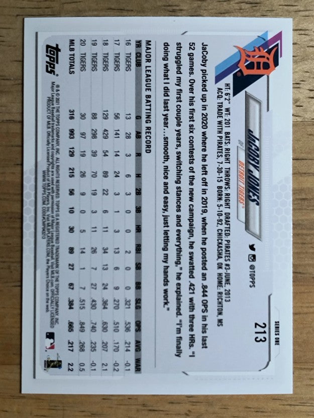 2021 Topps #213 JaCoby Jones