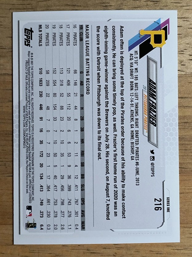 2021 Topps #216 Adam Frazier