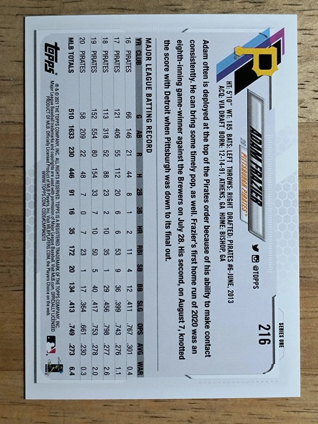 2021 Topps #216 Adam Frazier