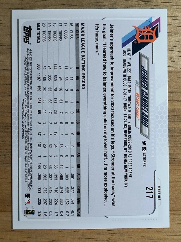 2021 Topps #217 Jeimer Candelario