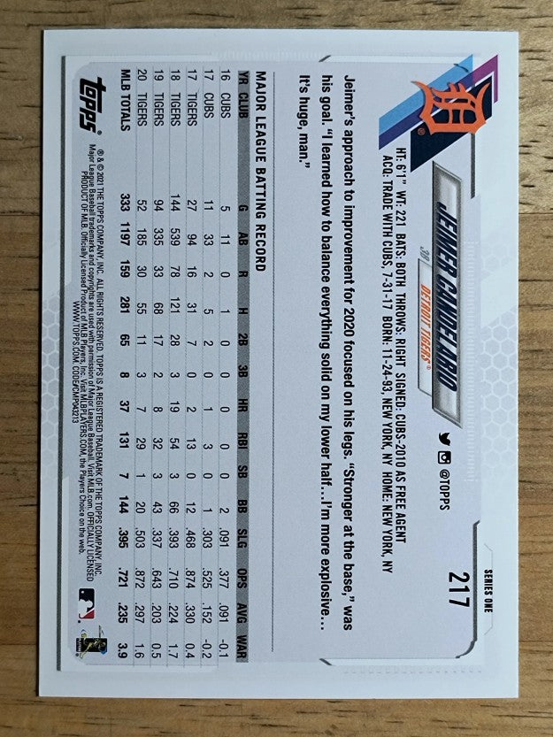 2021 Topps #217 Jeimer Candelario