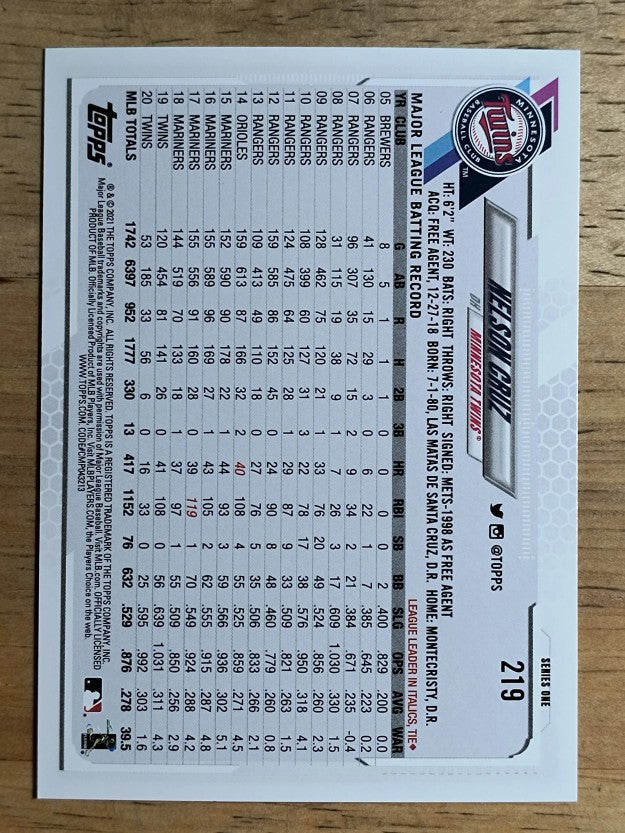 2021 Topps #219 Nelson Cruz