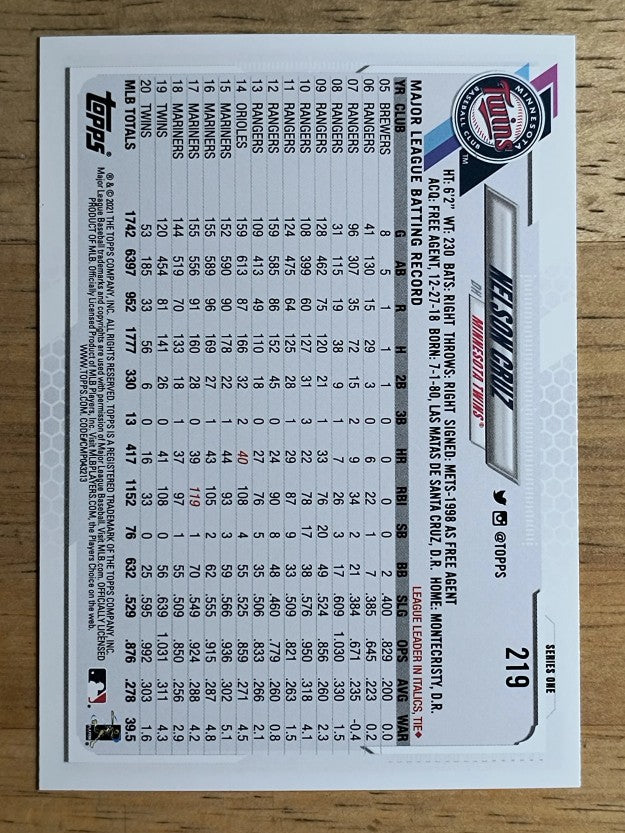 2021 Topps #219 Nelson Cruz