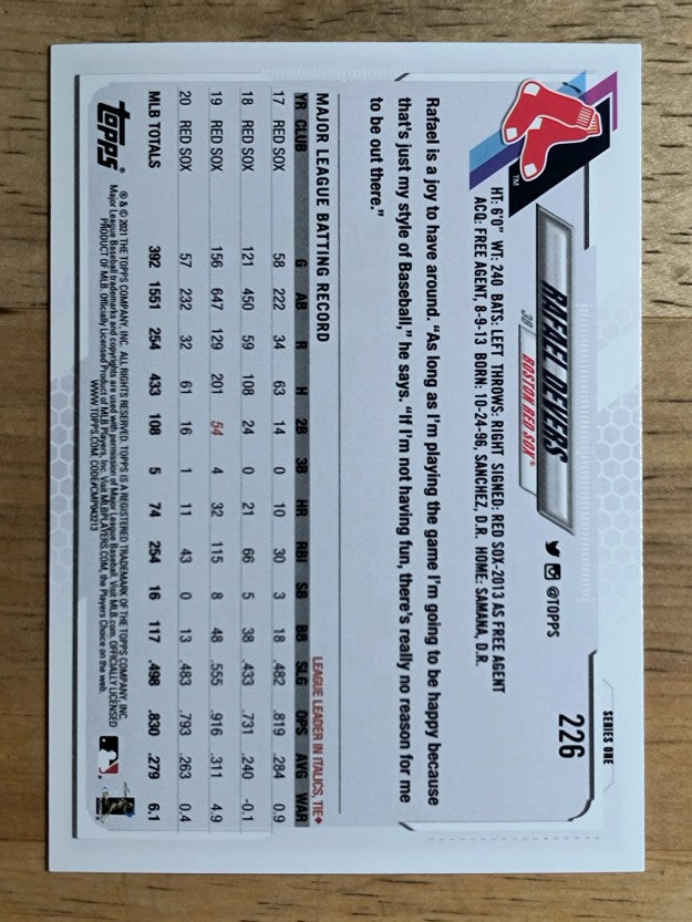 2021 Topps #226 Rafael Devers