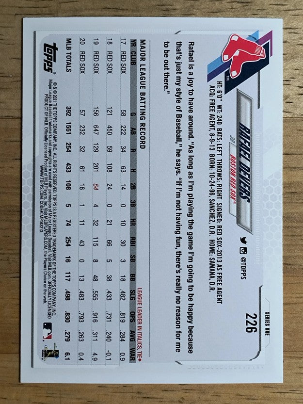 2021 Topps #226 Rafael Devers