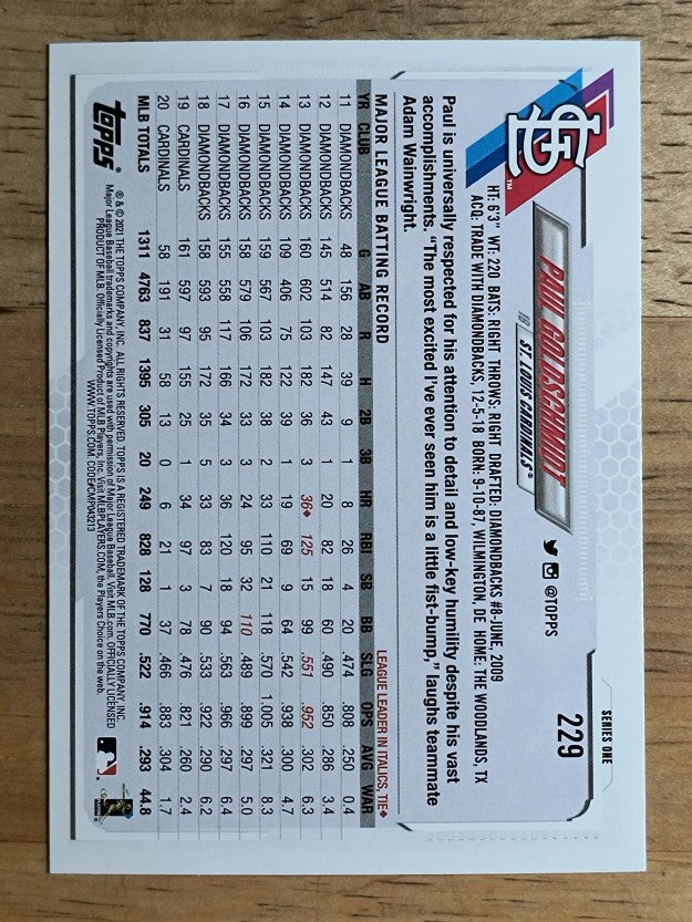 2021 Topps #229 Paul Goldschmidt