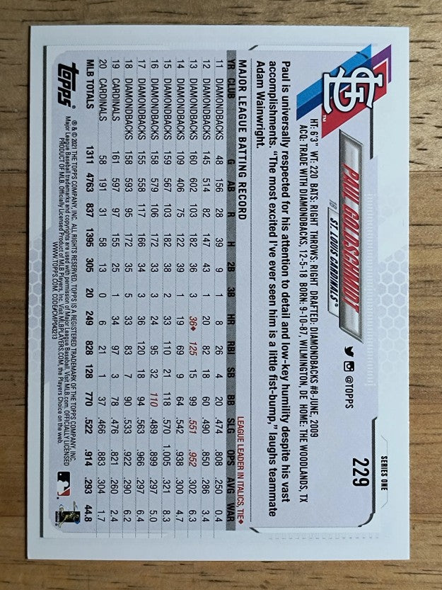 2021 Topps #229 Paul Goldschmidt