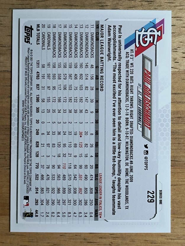 2021 Topps #229 Paul Goldschmidt