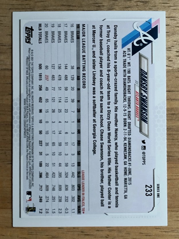 2021 Topps #233 Dansby Swanson