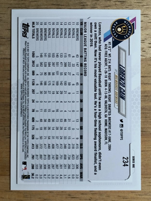 2021 Topps #234 Lorenzo Cain
