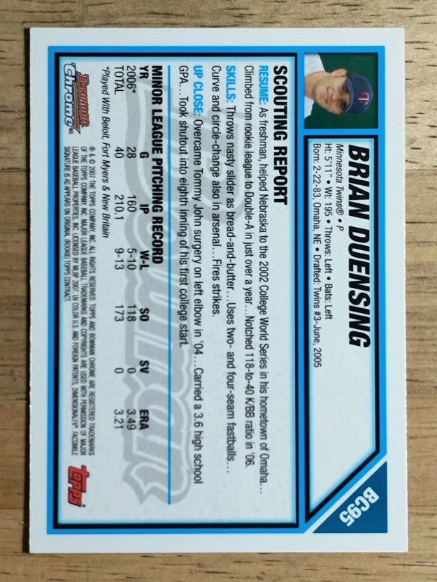 2007 Bowman Chrome Prospects #BC95 Brian Duensing