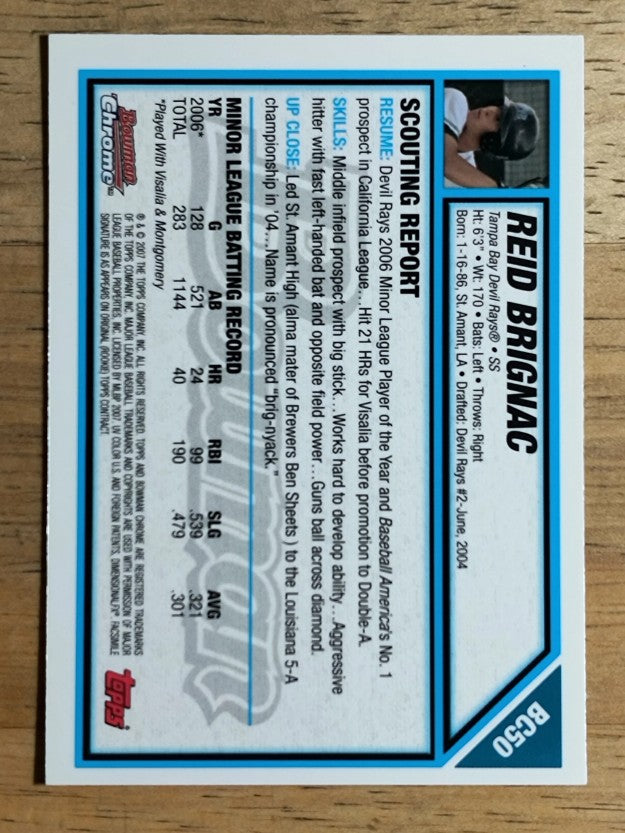 2007 Bowman Chrome Prospects #BC50 Reid Brignac