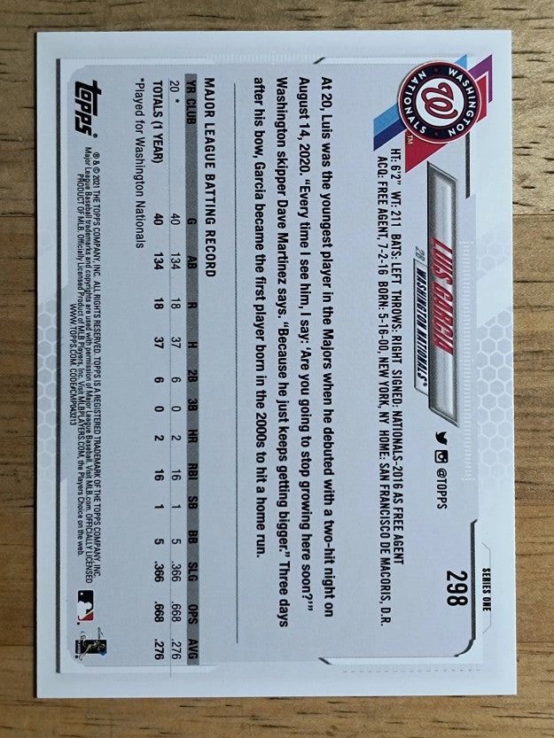 2021 Topps #298 Luis Garcia RC