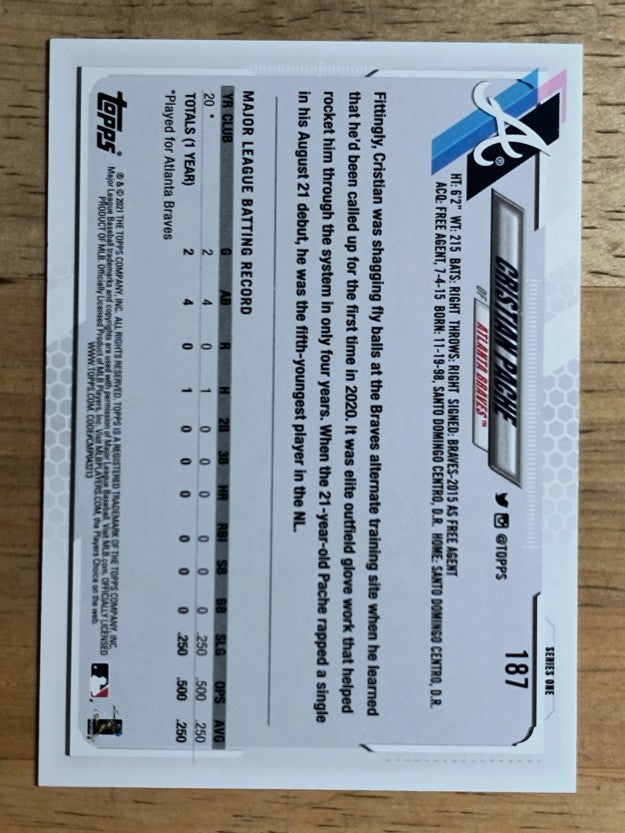 2021 Topps #187 Cristian Pache RC