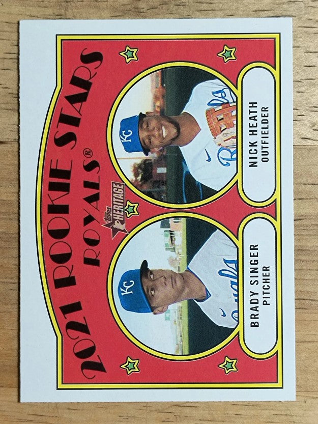 2021 Topps Heritage #129 Brady Singer RC/Nick Heath RC