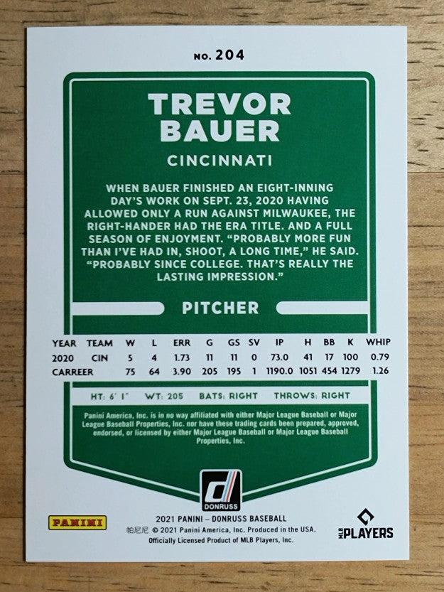 2021 Donruss #204 Trevor Bauer