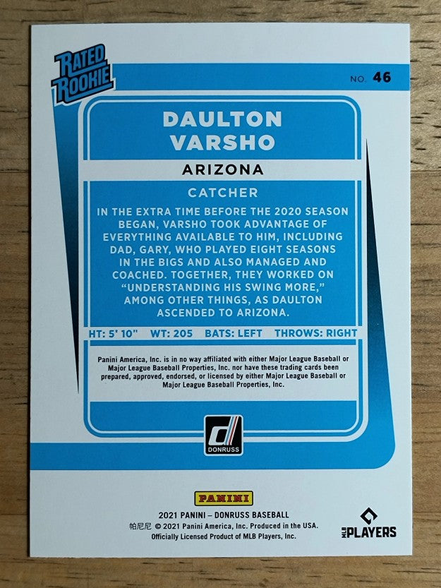 2021 Donruss #46 Daulton Varsho RR RC
