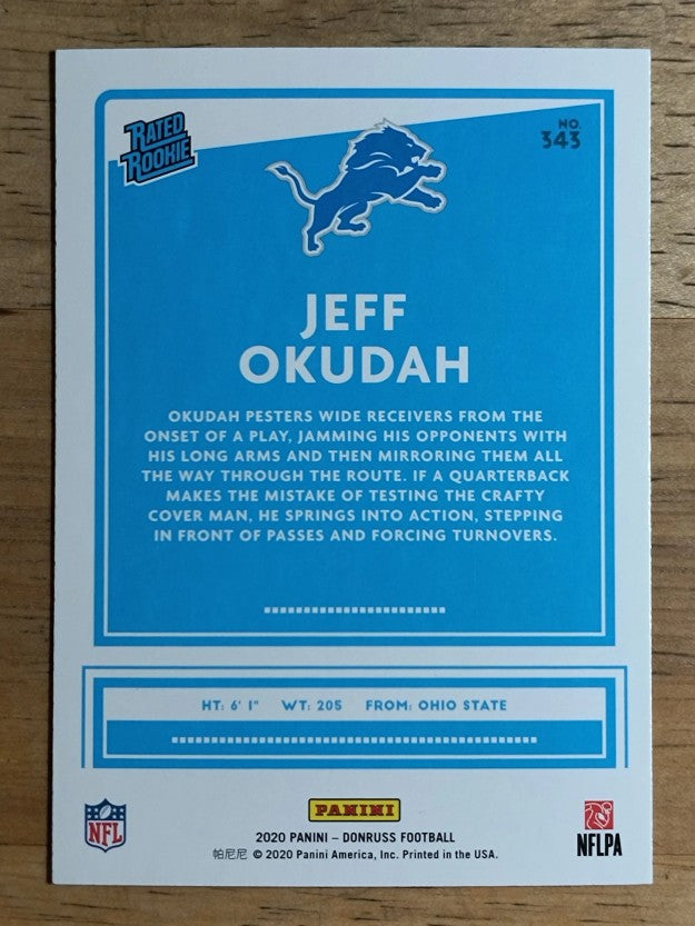2020 Donruss Press Proof Green #343 Jeff Okudah RR