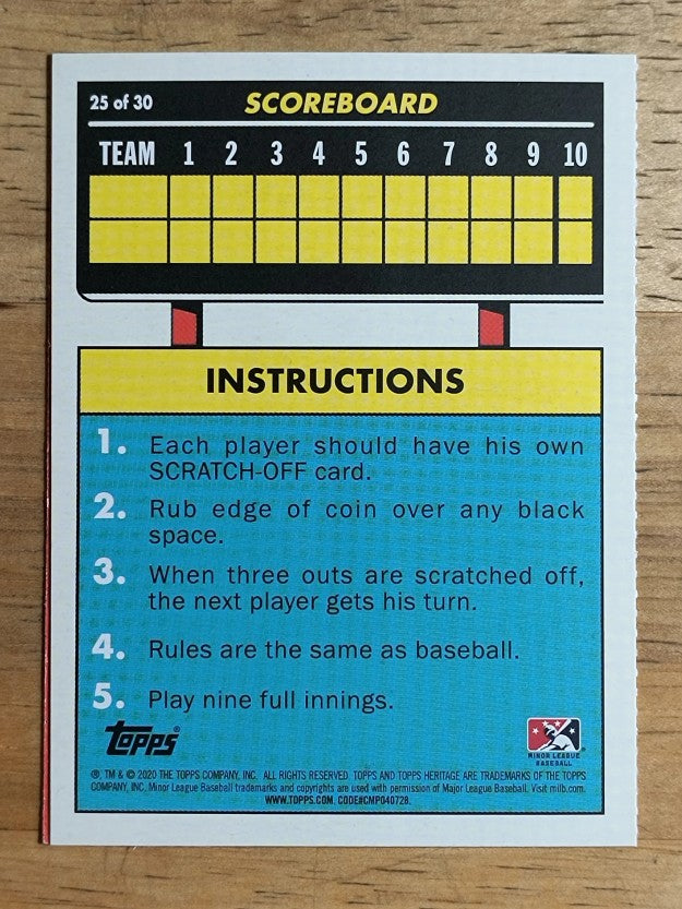 2020 Topps Heritage Minors '71 Scratch Off #25 Vidal Brujan