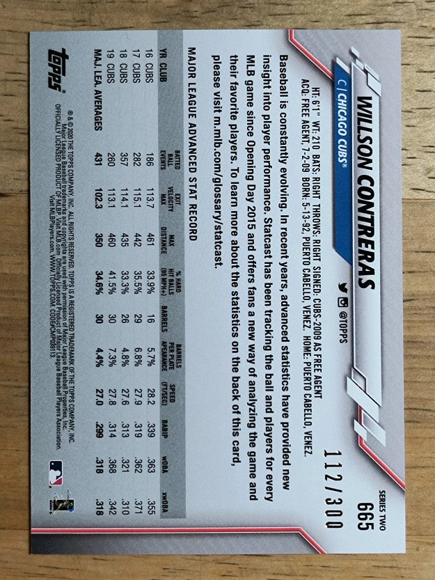 2020 Topps Advanced Stats #665 Willson Contreras