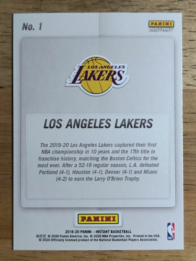 2019-20 Panini Instant Lakers NBA Champions #1 Lakers Logo