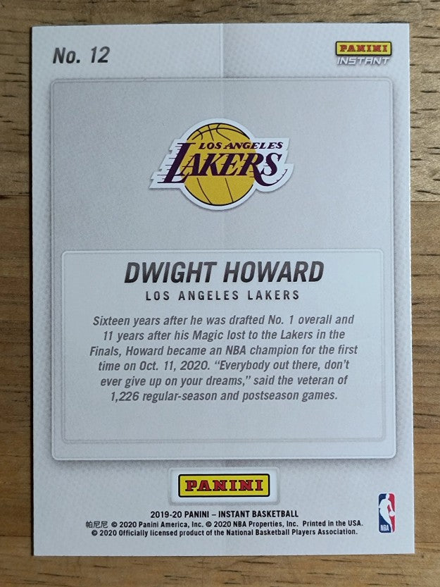 2019-20 Panini Instant Lakers NBA Champions #12 Dwight Howard