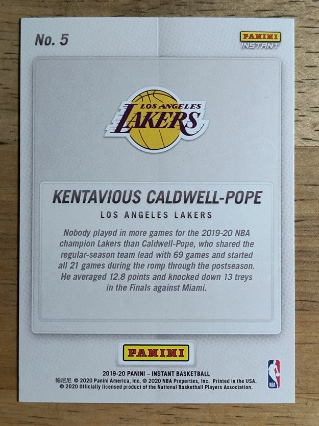 2019-20 Panini Instant Lakers NBA Champions #5 Kentavious Caldwell-Pope