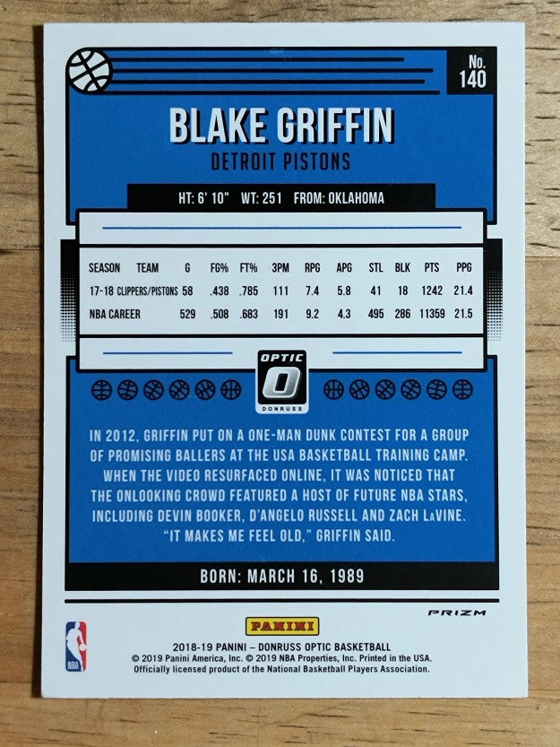 2018-19 Donruss Optic Holo #140 Blake Griffin