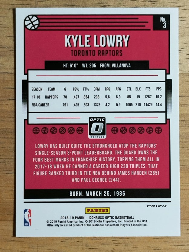 2018-19 Donruss Optic Holo #3 Kyle Lowry