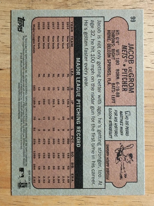 2021 Topps Heritage #99 Jacob deGrom