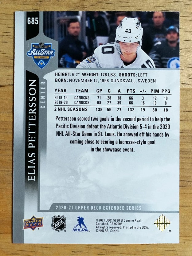 2020-21 Upper Deck #685 Elias Pettersson AS