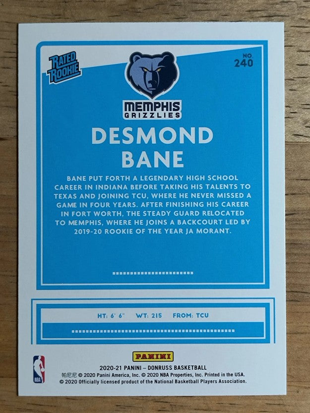 2020-21 Donruss #240 Desmond Bane RR RC