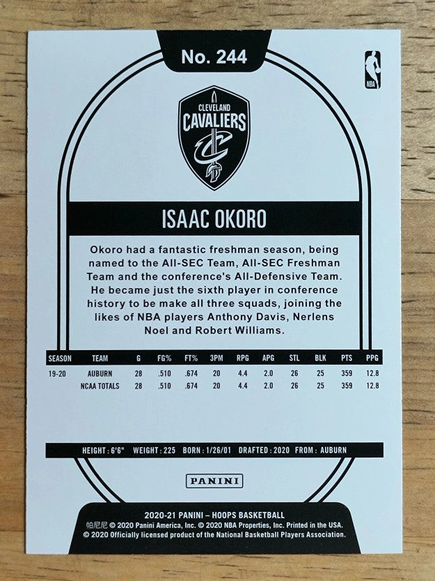 2020-21 Hoops #244 Isaac Okoro RC