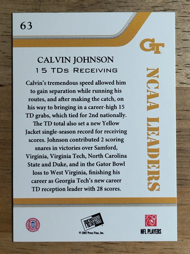 2007 Press Pass Reflectors Blue #63 Calvin Johnson LDR